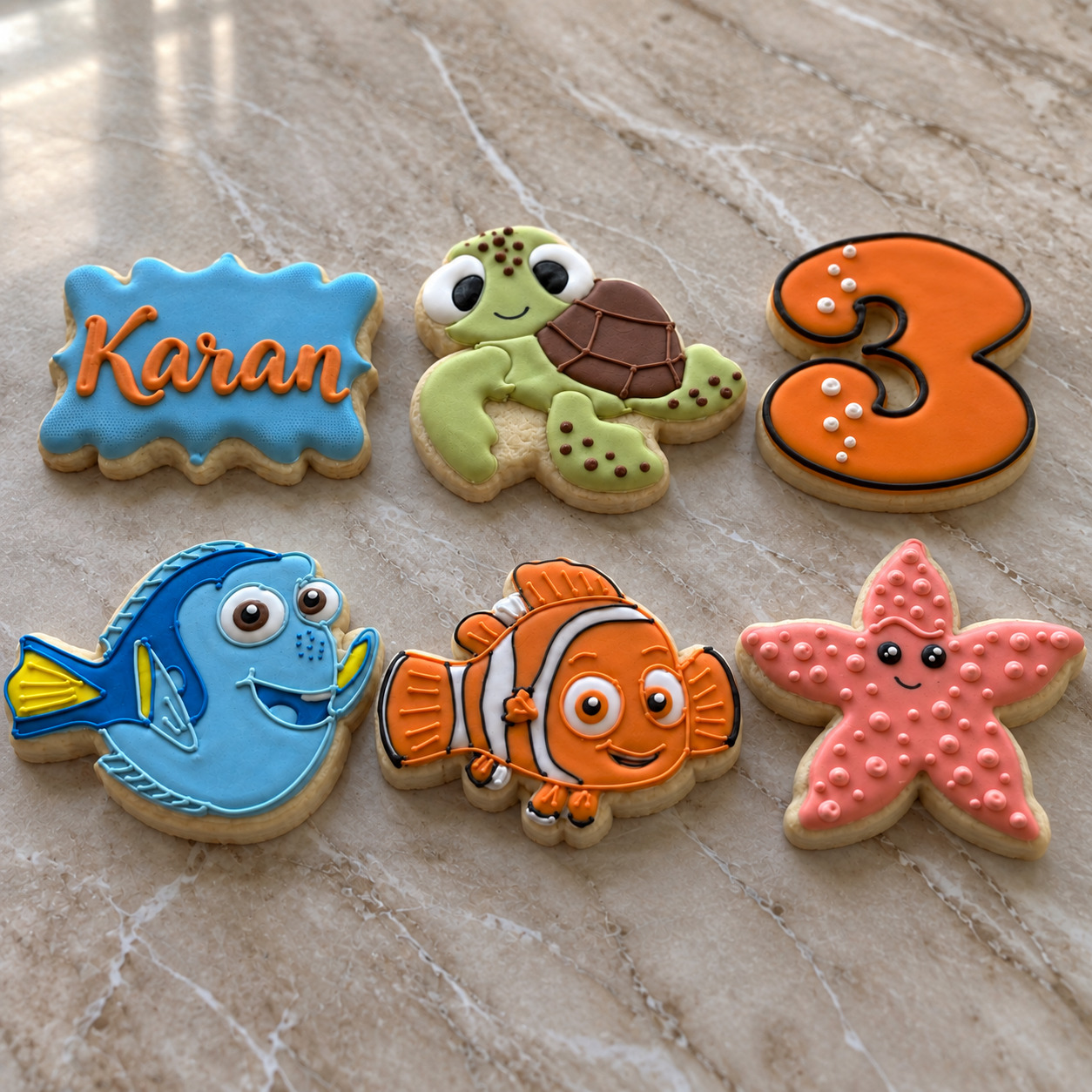 Karan’ın Deniz Macerası royal icing kurabiye seti