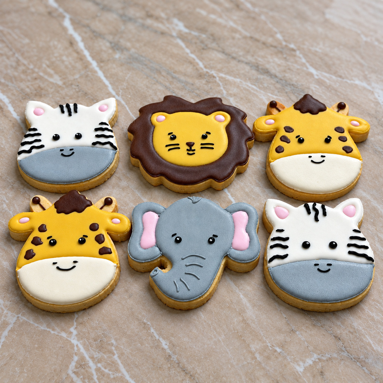 Sevimli Safari Dostları royal icing kurabiye seti detay 2