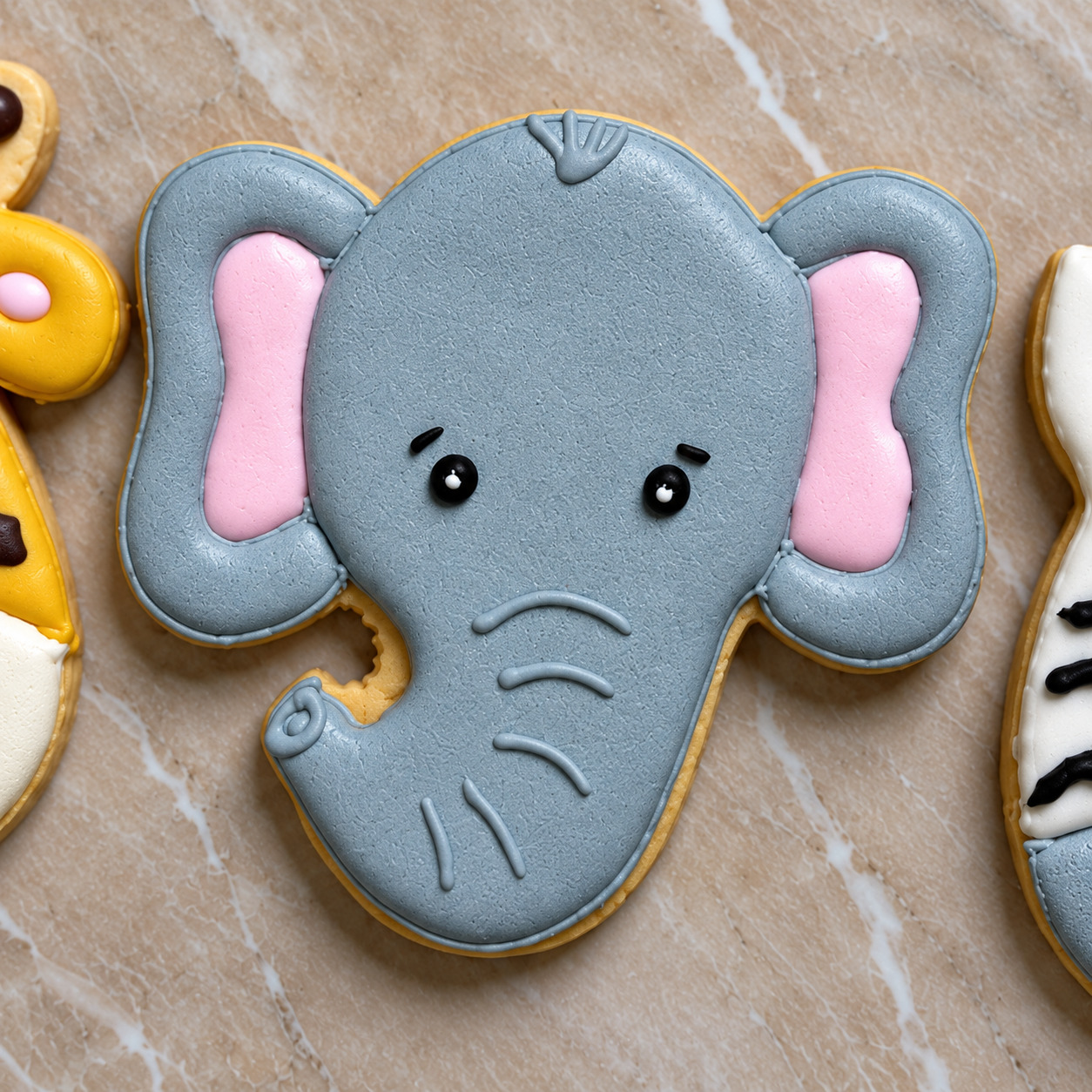 Sevimli Safari Dostları royal icing kurabiye seti detay 3