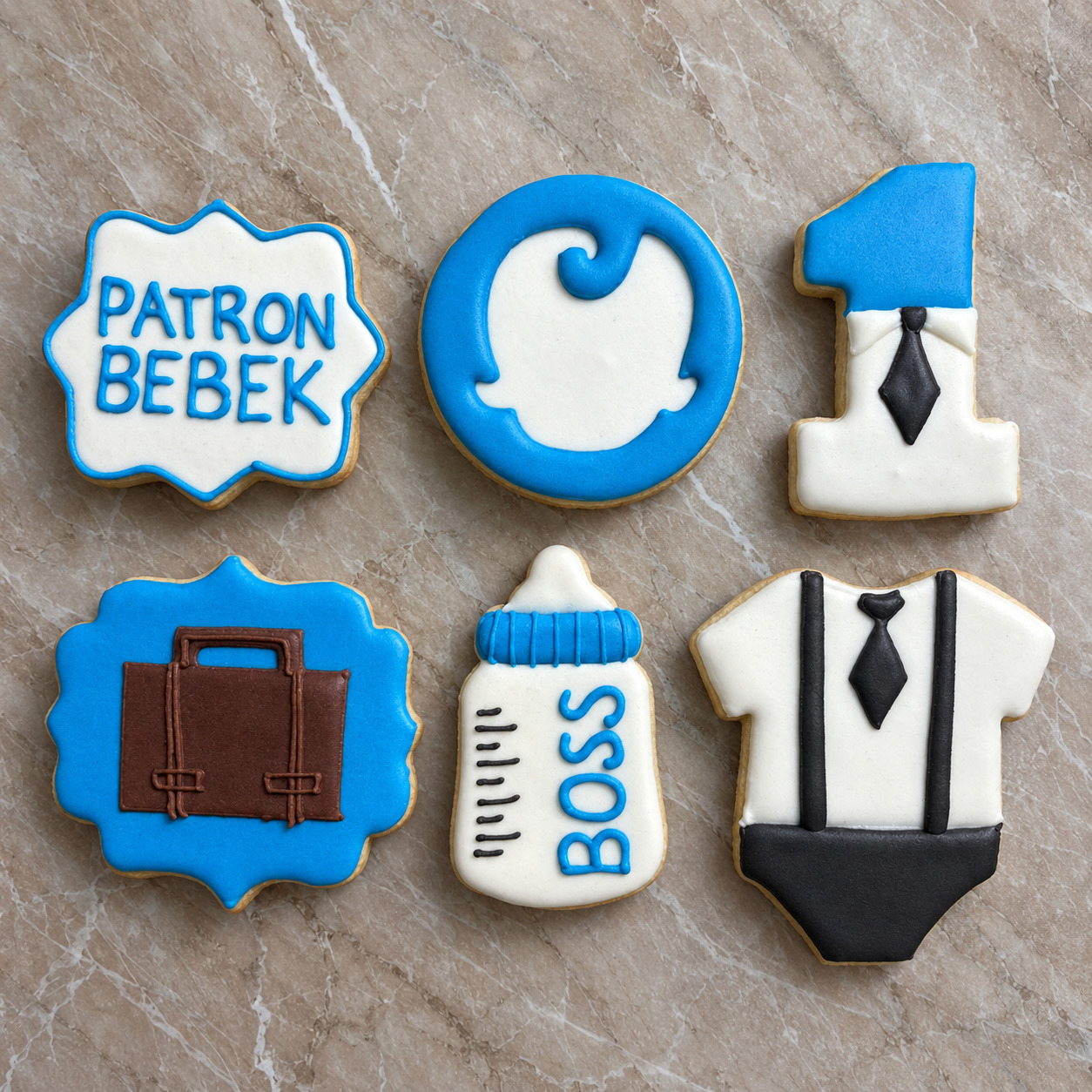 Patron Bebek İlk Yaş royal icing kurabiye seti detay 4